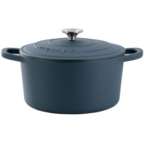 Crockpot Artisan 7 Quart Enameled Cast Iron Dutch Oven in Matte Navy Blue