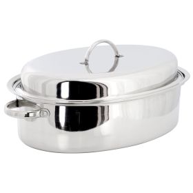 Gibson Home Johnstown 18 Inch Oval Stainless Steel Roaster Pan with Lid