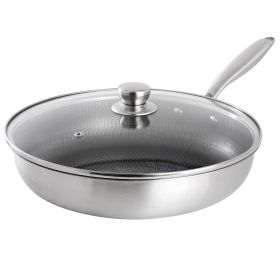 Gibson Home Elsenborn 12in Embossed Interior Stainless Steel Frying Pan with Lid