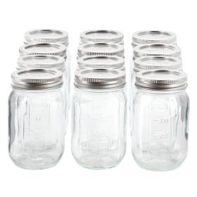 Gibson Home Market Preserves 12 Piece 16 Ounce Glass Canning jars with Lids and Bands