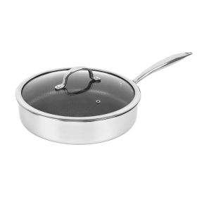 Brentwood 11 inch Hybrid Non-Stick Stainless Steel Deep Saute Pan with Glass Lid