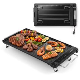 1300W Indoor Electric Grill with Removable Touch Panel-Black