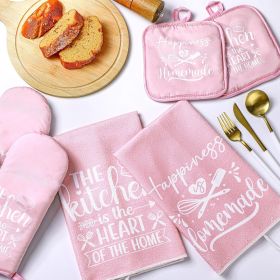 6 Pcs Kitchen Decor Accessories Set Farmhouse Towels Pot Holders Oven Mitts Set 2 Dish Towels 2 Potholders 2 Cooking Mittens Oven Glove for Christmas