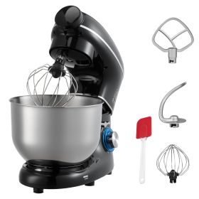 3-in-1 Multifunctional Stand Mixer, 6QT Stainless Steel Bowl, 660W 6+P Speeds Tilt-head Food Mixer with Dough Hook, Wire Whip, Flat Beater