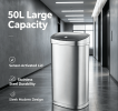 10L Stainless Steel Step Trash Can with Dual Compartment, Hands-Free Pedal Garbage Bin