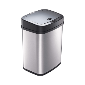 Stainless Steel Automatic Motion Sensor Trash Can, Touch-Free Rectangular Garbage Bin with Odor Sealing Ring