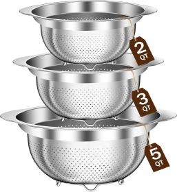 Stainless Steel Colander for Kitchen, Stainless Steel Strainer, Pasta Strainer for Spaghetti Fruit Vegetable Cooking Food