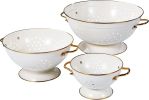 Metal Colander Set of 3, Strainer Basket with Handles perfect for Spaghetti, Pasta, Berry