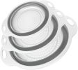 Collapsible Colander 3-Pack Set Space-Saving Foldable Kitchen Strainer with Non-Slip Base Durable Thickened PP+TPE Collapsible Strainers for Pasta