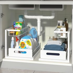 1/2pcs kitchen rack for sink organization and storage, under sink organization, sliding pull-out cabinet organization rack, metal sliding drawer