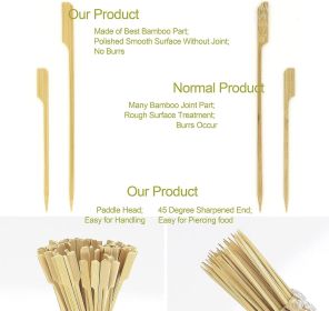 Premium 10 Inch Square Large Bamboo Paddle Skewers for Kabobs Grilling Barbeque Food, 3mm Thick Long Wooden Skewer Sticks 100 Counts -MSL163L