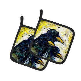 Baked In A Pie Crows Pair of Pot Holders Kitchen Heat Resistant Pot Holders Sets Oven Hot Pads for Cooking Baking BBQ, 7 1/2 x 7 1/2