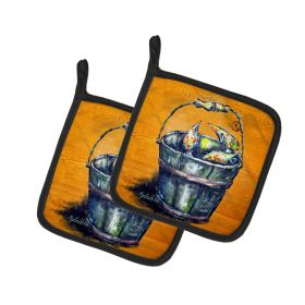 A Crab Bucket Pair of Pot Holders Kitchen Heat Resistant Pot Holders Sets Oven Hot Pads for Cooking Baking BBQ, 7 1/2 x 7 1/2