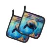 Manatee Pair of Pot Holders Kitchen Heat Resistant Pot Holders Sets Oven Hot Pads for Cooking Baking BBQ, 7 1/2 x 7 1/2