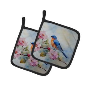 Bluebird Pair of Pot Holders Kitchen Heat Resistant Pot Holders Sets Oven Hot Pads for Cooking Baking BBQ, 7 1/2 x 7 1/2