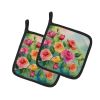 Roses in Watercolor Pair of Pot Holders Kitchen Heat Resistant Pot Holders Sets Oven Hot Pads for Cooking Baking BBQ, 7 1/2 x 7 1/2