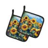 Sunflowers in Watercolor Pair of Pot Holders Kitchen Heat Resistant Pot Holders Sets Oven Hot Pads for Cooking Baking BBQ, 7 1/2 x 7 1/2
