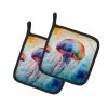 Jellyfish Pair of Pot Holders Kitchen Heat Resistant Pot Holders Sets Oven Hot Pads for Cooking Baking BBQ, 7 1/2 x 7 1/2