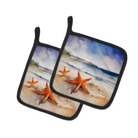 Starfish Pair of Pot Holders Kitchen Heat Resistant Pot Holders Sets Oven Hot Pads for Cooking Baking BBQ, 7 1/2 x 7 1/2