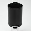 3L Round Step Trash Can, Small Stainless Steel Bathroom Garbage Can with Foot Pedal and Removable Inner Bucket for Bathroom, Bedroom, Office, Black