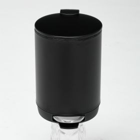 3L Round Step Trash Can, Small Stainless Steel Bathroom Garbage Can with Foot Pedal and Removable Inner Bucket for Bathroom, Bedroom, Office, Black