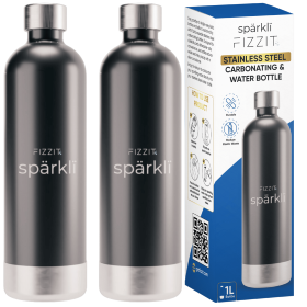 FIZZIT™ Stainless Steel Carbonation Bottle and Water Bottle | Compatible With Philips Carbonation Soda Maker and Aarke Soda Makers, Dishwasher Safe
