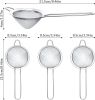 3 Pieces Tea Strainers Cocktail Strainer Stainless Steel Fine Mesh Strainer Colander Conical Food Loose Tea Filter Practical Bar Colander Tool