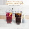 2 pcs vertical striped glass water cup coffee cup, high appearance value, with lid, straw and brush, suitable for drinking water, coffee and milk