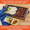 17"x10"Ceramic Double Burner Griddle Black: Stovetop Griddle, Aluminum, Hand Wash, Electric & Gas Compatible