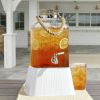 2 Gallon Ribbed Beverage Dispenser with Acacia Wooden Lid