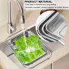 Adjustable Over Sink Colander, 14.2" to 17.4" Expandable Fine Mesh Food Strainer, Dishwasher Safe Drain Basket for Vegetables Fruit Pasta