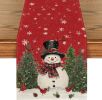 Snowman Christmas Birds Trees Table Runner