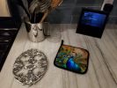 Peacock Pair of Pot Holders Kitchen Heat Resistant Pot Holders Sets Oven Hot Pads for Cooking Baking BBQ, 7 1/2 x 7 1/2