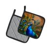Peacock Pair of Pot Holders Kitchen Heat Resistant Pot Holders Sets Oven Hot Pads for Cooking Baking BBQ, 7 1/2 x 7 1/2