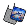 Dolphin Pair of Pot Holders Kitchen Heat Resistant Pot Holders Sets Oven Hot Pads for Cooking Baking BBQ, 7 1/2 x 7 1/2