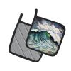Big Blue Wave Pair of Pot Holders Kitchen Heat Resistant Pot Holders Sets Oven Hot Pads for Cooking Baking BBQ, 7 1/2 x 7 1/2