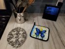 NEW Flutter Butterfly Pair of Pot Holders Kitchen Heat Resistant Pot Holders Sets Oven Hot Pads for Cooking Baking BBQ, 7 1/2 x 7 1/2