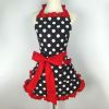 1pc Cute Apron, Retro Polka Dot Aprons, Ruffle Side Vintage Cooking Aprons With Pockets, Adjustable Kitchen Aprons For Women Girls, Waitress Chef