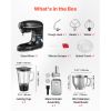 3-in-1 Multifunctional Stand Mixer, 6QT Stainless Steel Bowl, 660W 6+P Speeds Tilt-head Food Mixer with Dough Hook, Wire Whip, Flat Beater