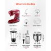 Stand Mixer, 6 QT Electric Kitchen Mixer, 660W Dough-Mixer, 6+P Speeds Tilt-head Food-Mixer with 1.6 QT Blender Cup, Stainless Steel Bowl, Dough Hook