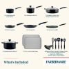 Easy Clean 22 Pcs Nonstick Cookware Set Includes Griddle Pan and Cooking Tools, Dishwasher Safe, Black