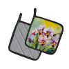 Orchids in Watercolor Pair of Pot Holders Kitchen Heat Resistant Pot Holders Sets Oven Hot Pads for Cooking Baking BBQ, 7 1/2 x 7 1/2