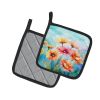 Gerbera Daisies in Watercolor Pair of Pot Holders Kitchen Heat Resistant Pot Holders Sets Oven Hot Pads for Cooking Baking BBQ, 7 1/2 x 7 1/2