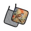 Barn Owl Pair of Pot Holders Kitchen Heat Resistant Pot Holders Sets Oven Hot Pads for Cooking Baking BBQ, 7 1/2 x 7 1/2