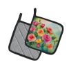 Roses in Watercolor Pair of Pot Holders Kitchen Heat Resistant Pot Holders Sets Oven Hot Pads for Cooking Baking BBQ, 7 1/2 x 7 1/2