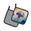 Jellyfish Pair of Pot Holders Kitchen Heat Resistant Pot Holders Sets Oven Hot Pads for Cooking Baking BBQ, 7 1/2 x 7 1/2