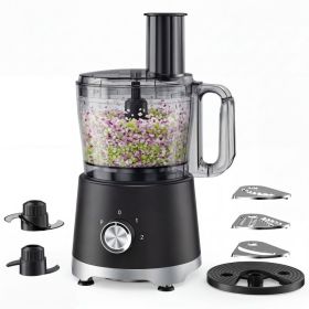 Food Processor 10.5 Cup, Vegetable Chopper 5 Blades 3 Modes, Large Capacity, Dishwasher Safe, Stainless Steel Blades, for Smoothie, Fruit and Dough (Option: Black)