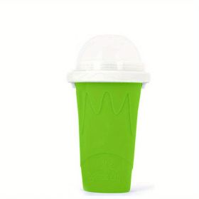 400ml Summer Homemade Squeezable Juice Water Bottle, Quick-Frozen Ice Cream Slushy Maker Smoothie Cup (Color: green)