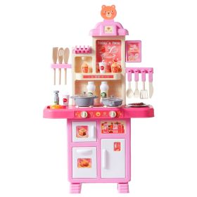 Kids Kitchen Playset, Toddler Kitchen with Cooking Stove with Steam, Sounds and Lights (product color: Pink, Product Type: Integrated)