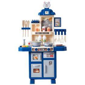 Kids Kitchen Playset, Toddler Kitchen with Cooking Stove with Steam, Sounds and Lights (product color: Blue, Product Type: Integrated)